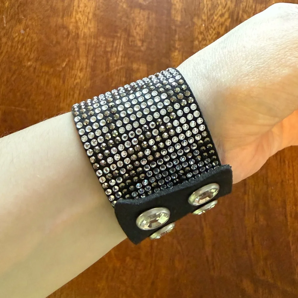 Swarovski Black and Silver Zebra-Print Wrap Bracelet